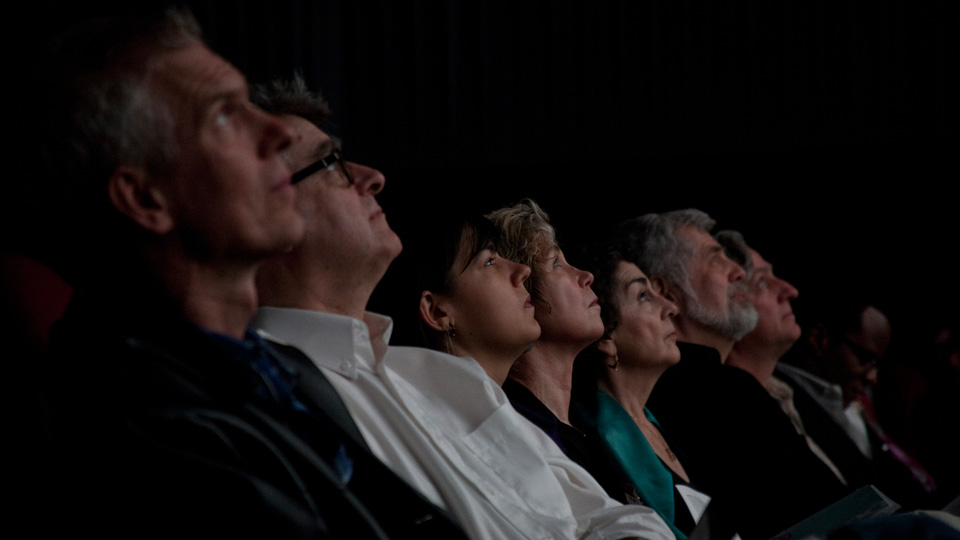 guests watching a movie
