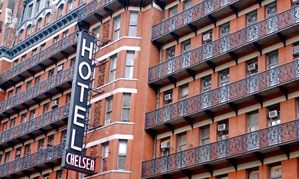 Image of the exterior and sign for The Hotel Chelsea
