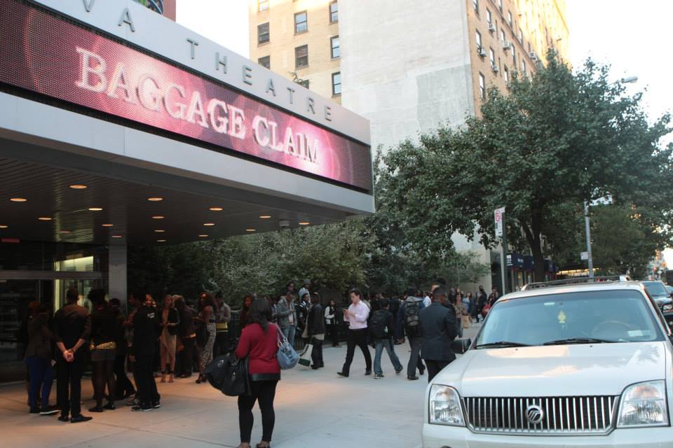 Baggage Claim movie logo on exterior marquee