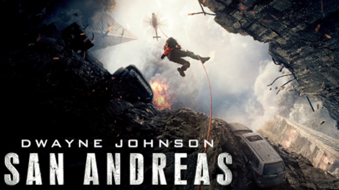 Film poster for "San Andreas" with Dwayne Johnson