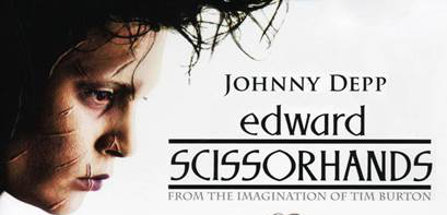 Film poster of "Edward Scissorhands" with Johnny Depp