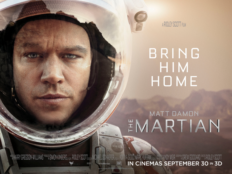 Film poster for "The Martian" with Matt Damon