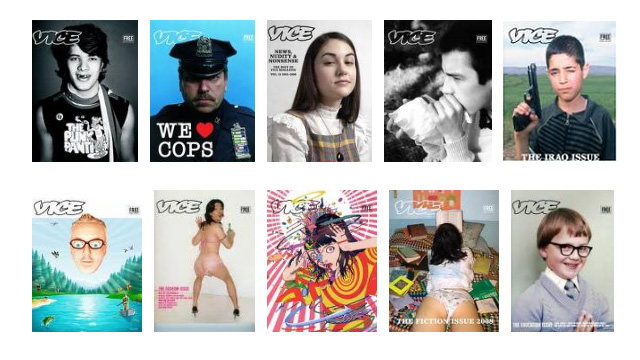 Collage of VICE magazine covers