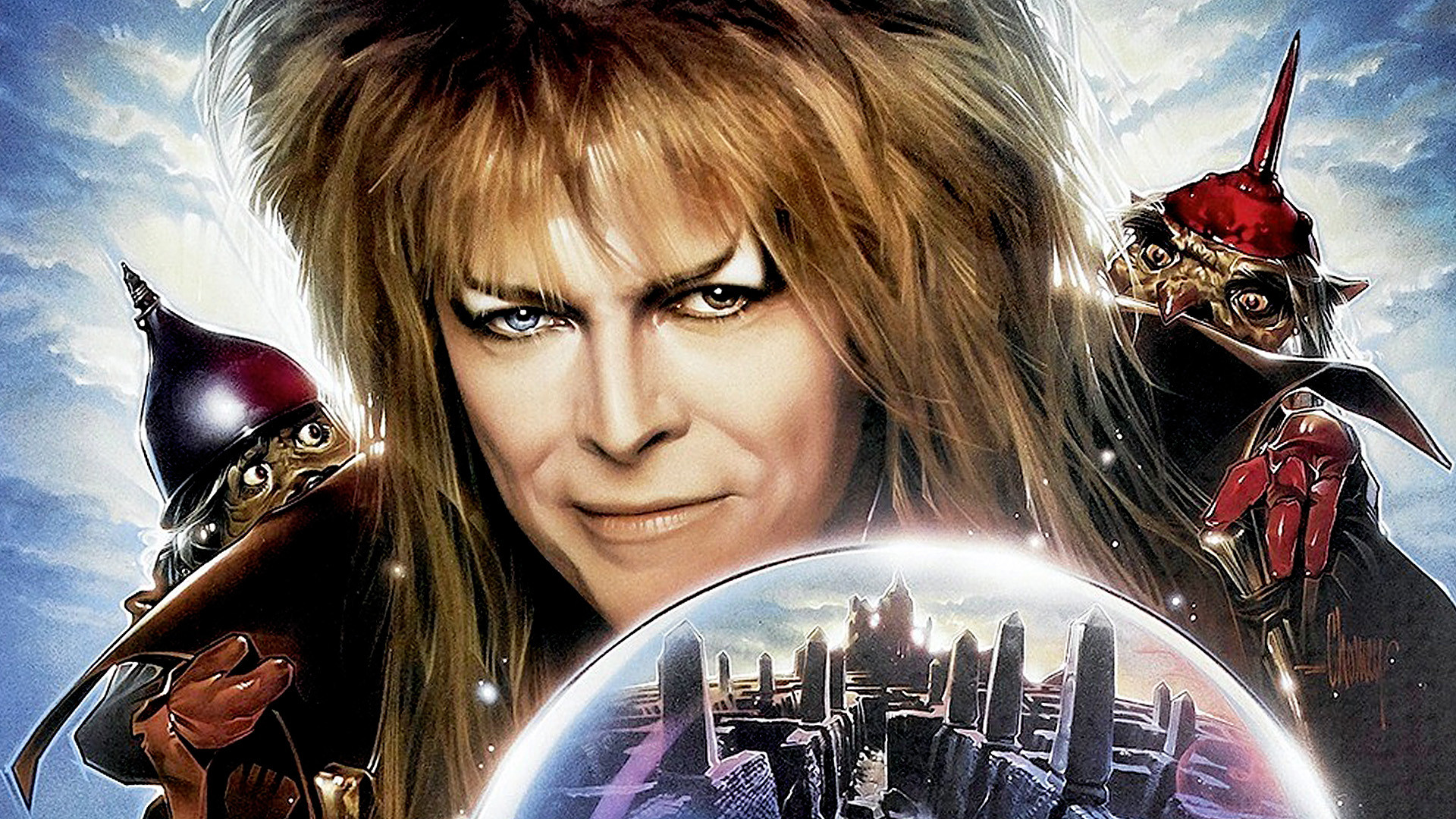 Film poster for "Labyrinth" with David Bowie and Jennifer Connelly