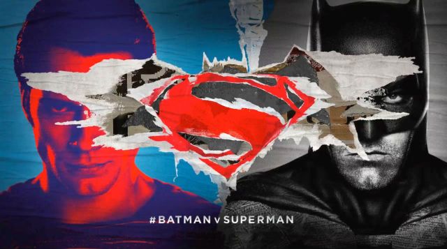 Film poster for "Batman v Superman" with Henry Cavill and Ben Affleck