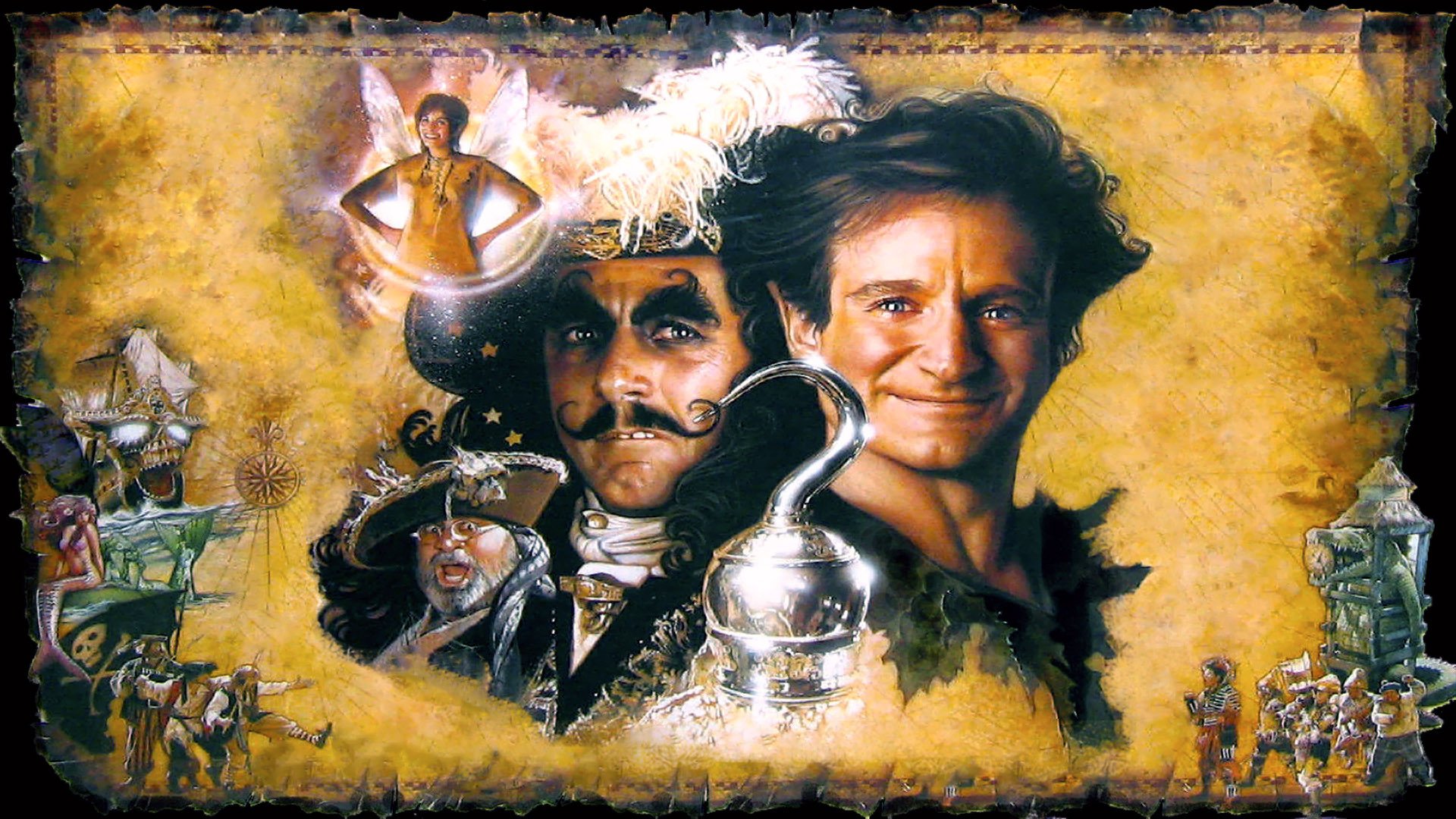 Film poster for "Hook" with Dustin Hoffman and Robin Williams