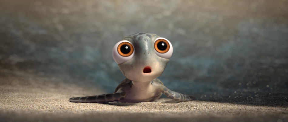 Image of animated baby sea turtle on the sand