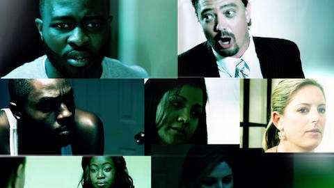 Seven images of people, all looking distressed.