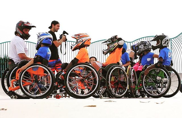 Film still of wheelchair athletes from Tin Soldiers