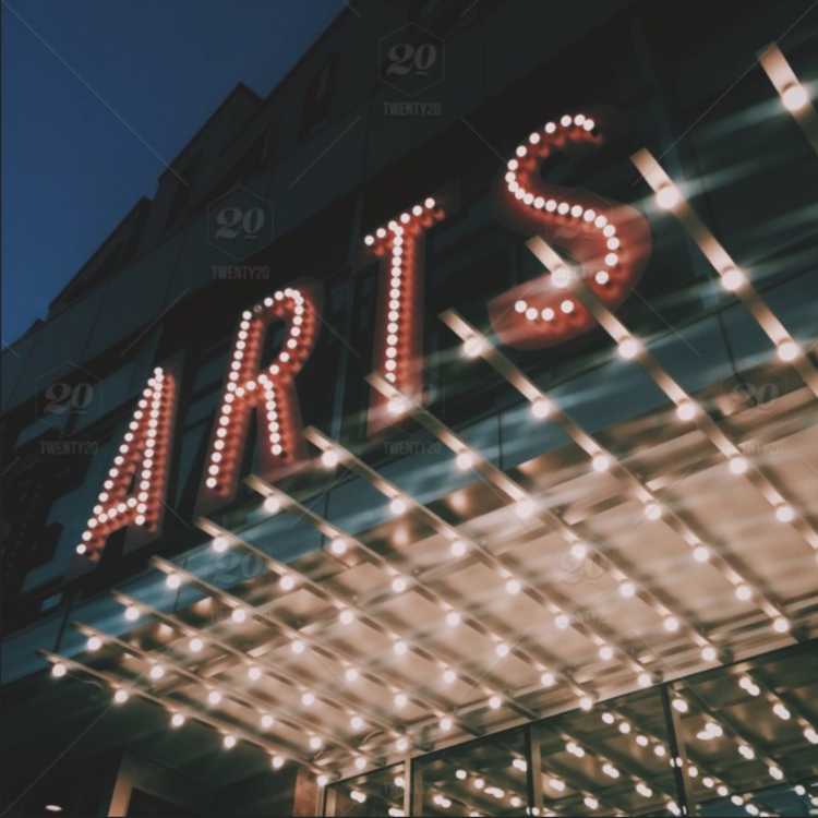 A lit marquee that says "Arts"