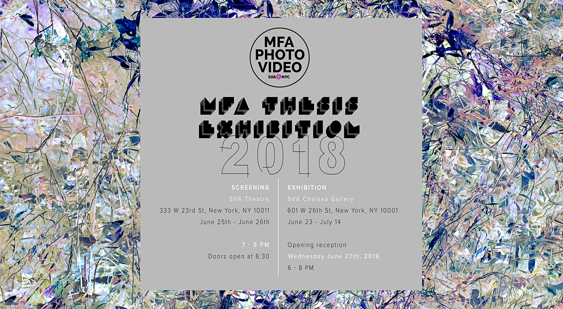 MFA Photo Video Thesis Exhibition poster