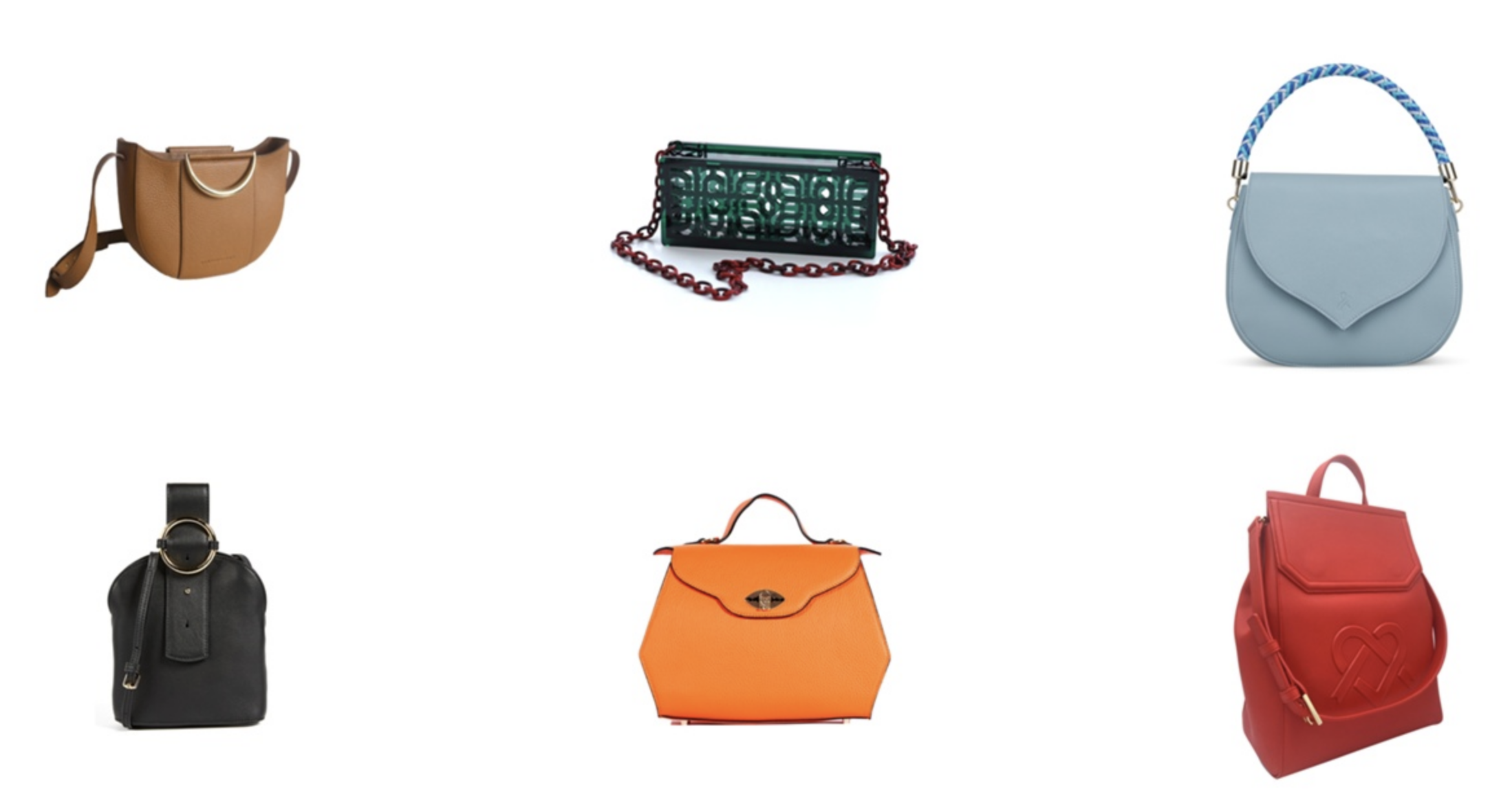 Six designer handbags