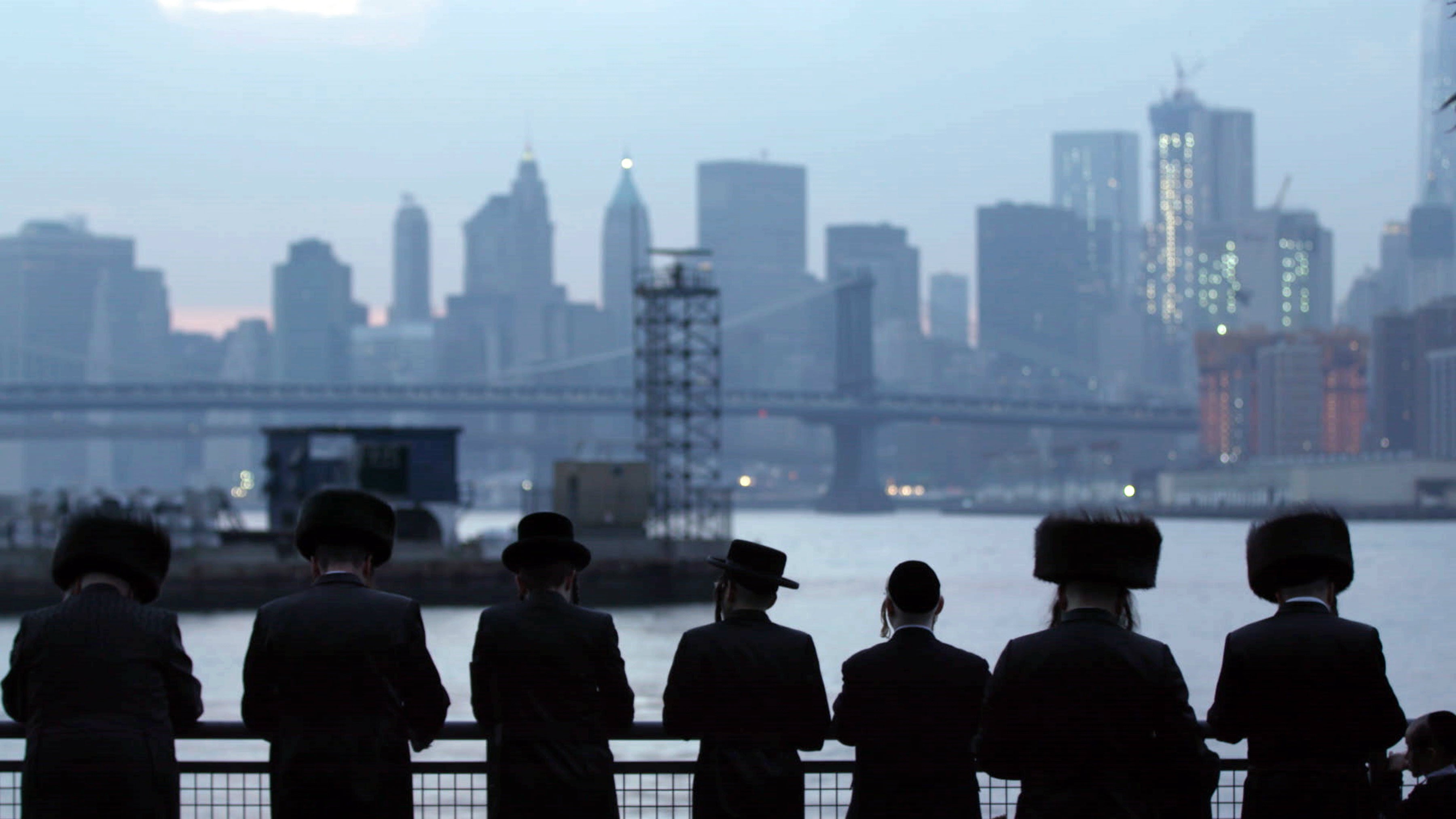 "One of Us" still of orthodox Jews at the waterfront in Brooklyn
