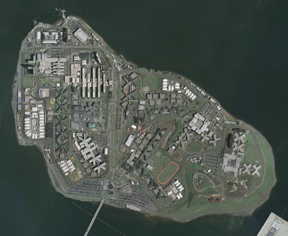 Aerial shot of Rikers Island