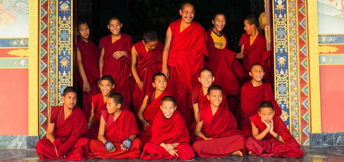 Still from "A Little Wisdom", showing 10 young Tibetan monks