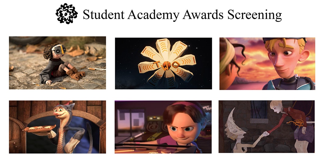 Six images of films featured in the Student Academy Awards screening