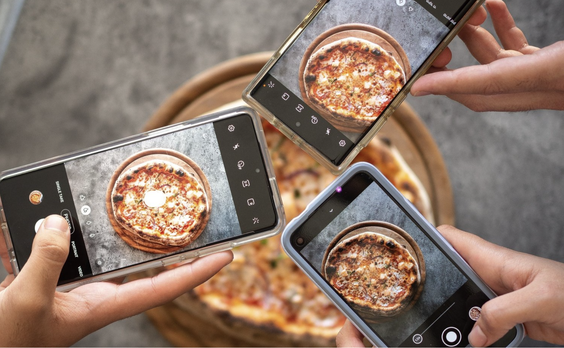 photo of pizza taken on a cellphone. Photo by Yoav Aziz
