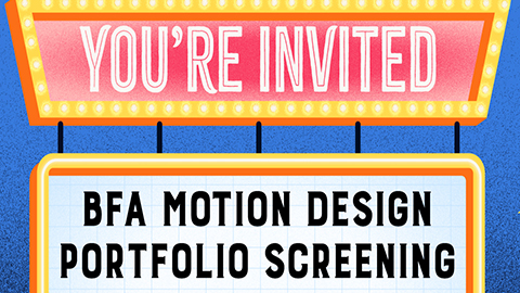 BFA Design portfolio screening ad, illuminated red sign
