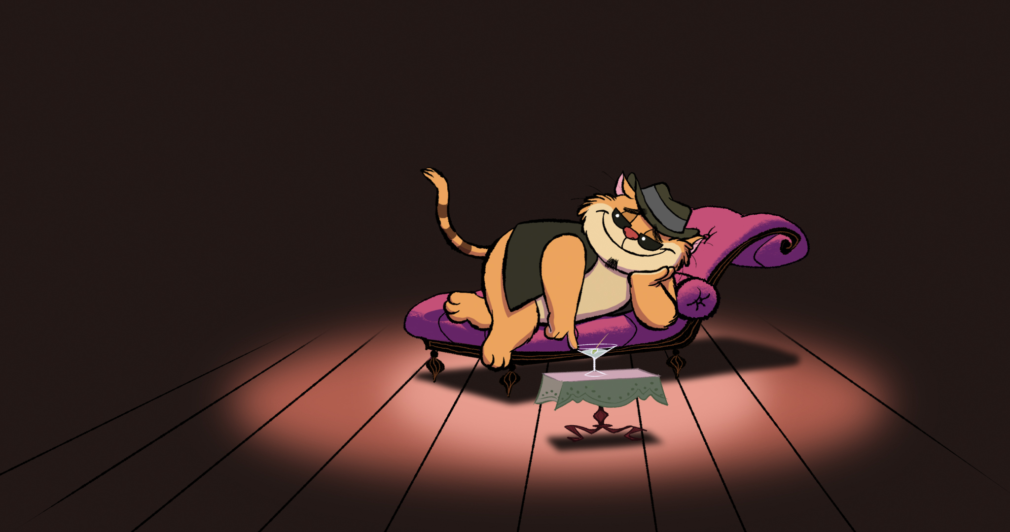 cat on lounge chair poster