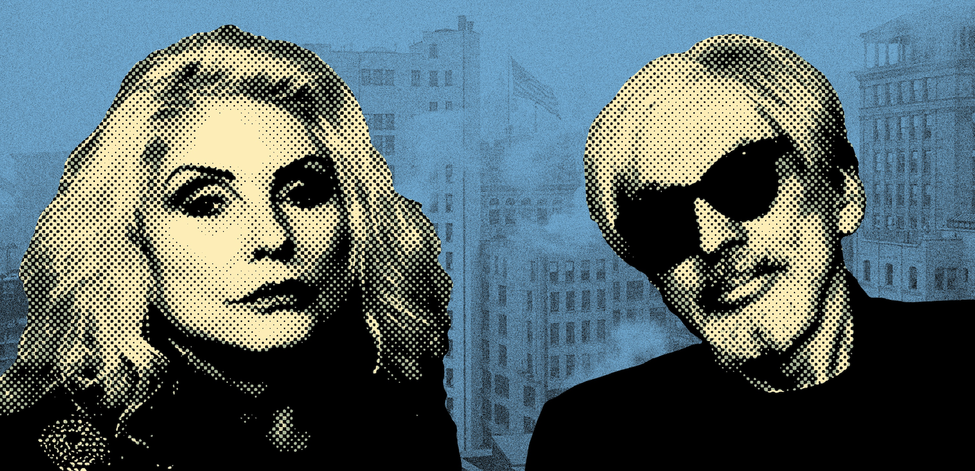 Illustrated picture of Debbie Harry and Chris Stein