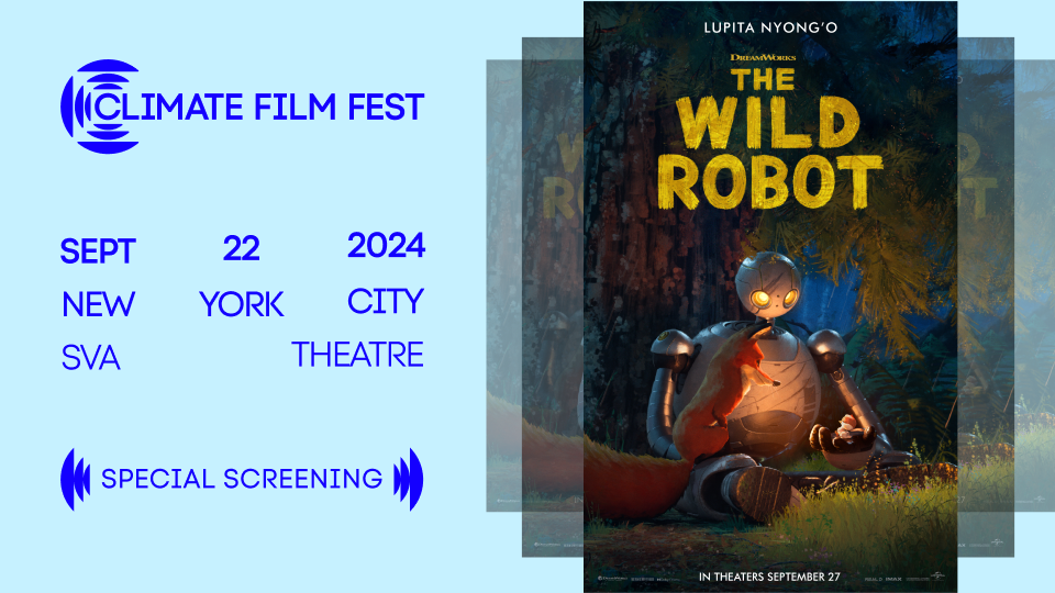 The left side of the image shows the details of the event, the right side shows a robot sitting under a tree.