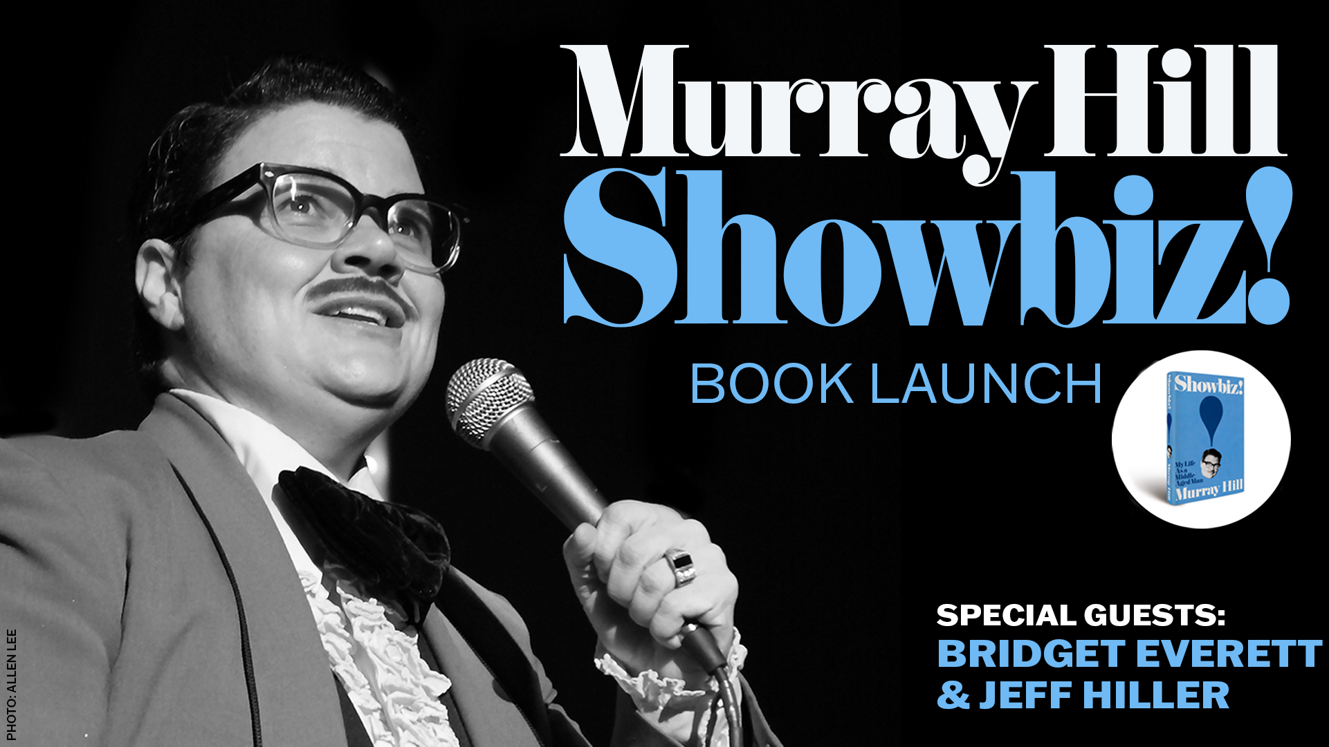 Image of comedian Murray Hill on a mic